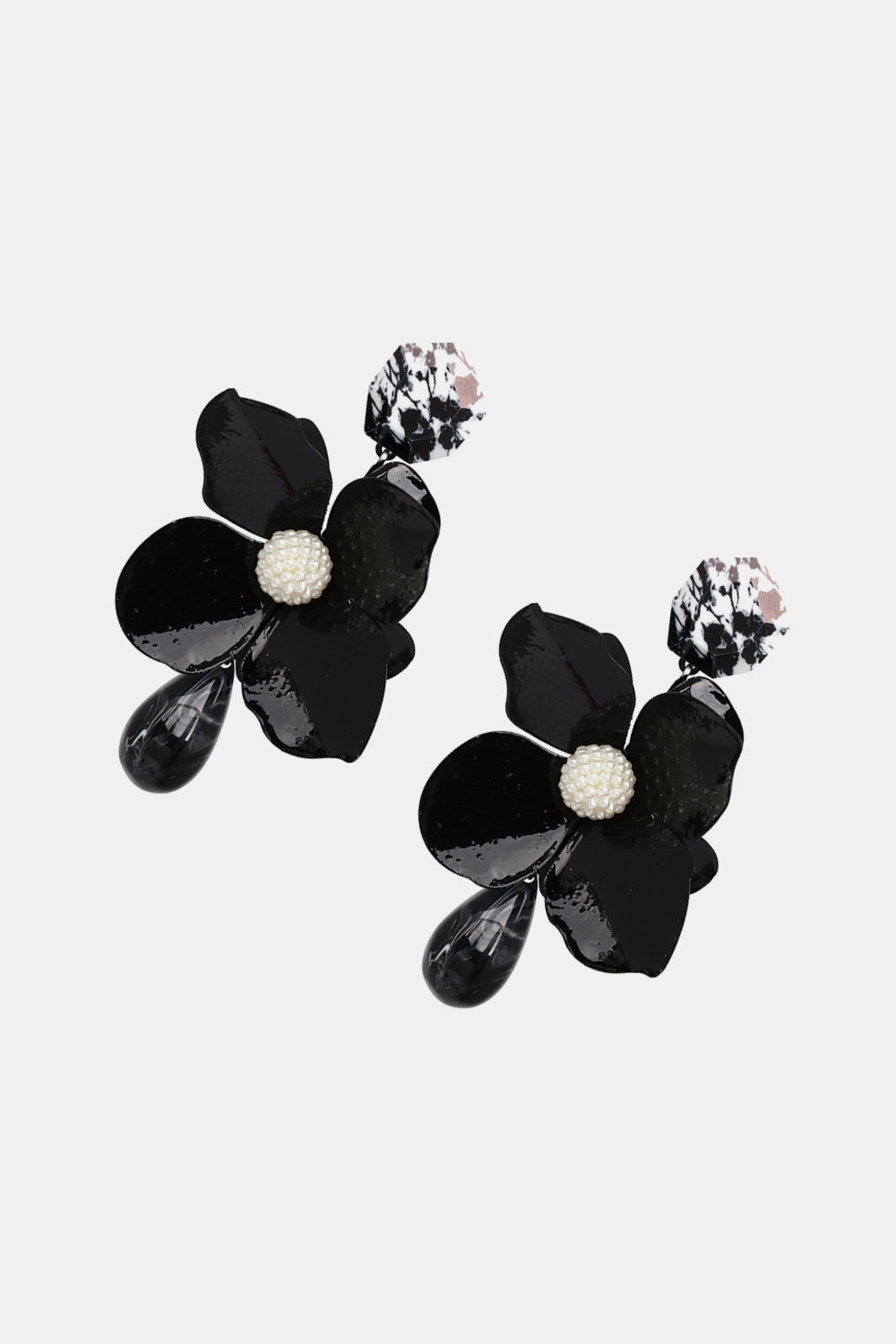 Bloosom Flower and Teardrop Resin Dangle Earrings  Earrings- Doll Fits