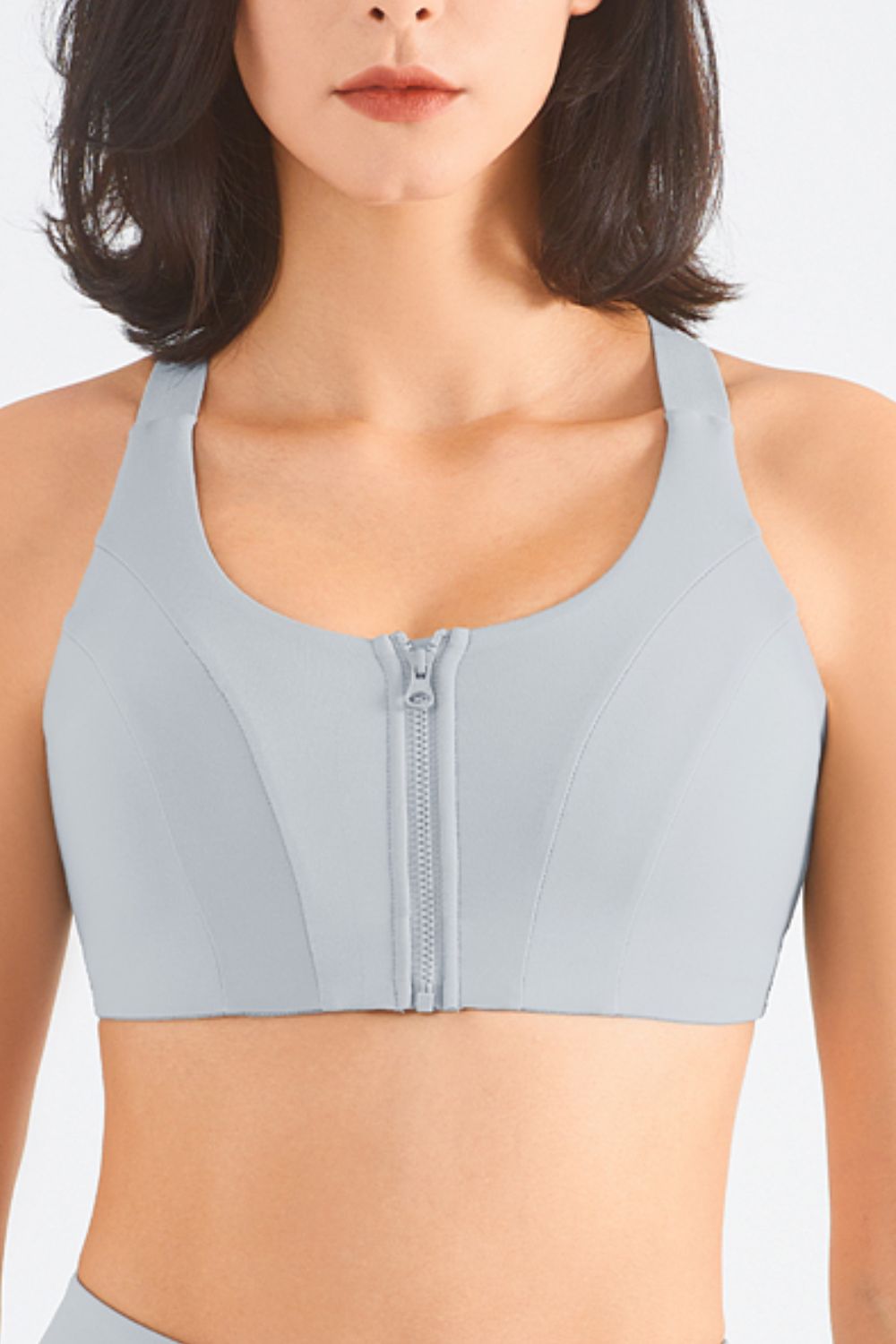 Zip-Up Racerback Sports Bra  Activewear- Doll Fits