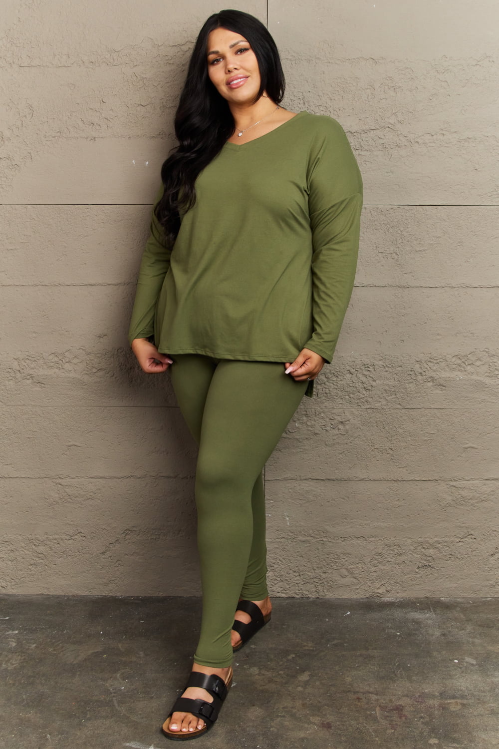Zenana Lazy Days Full Size Long Sleeve and Leggings Set  - Doll Fits