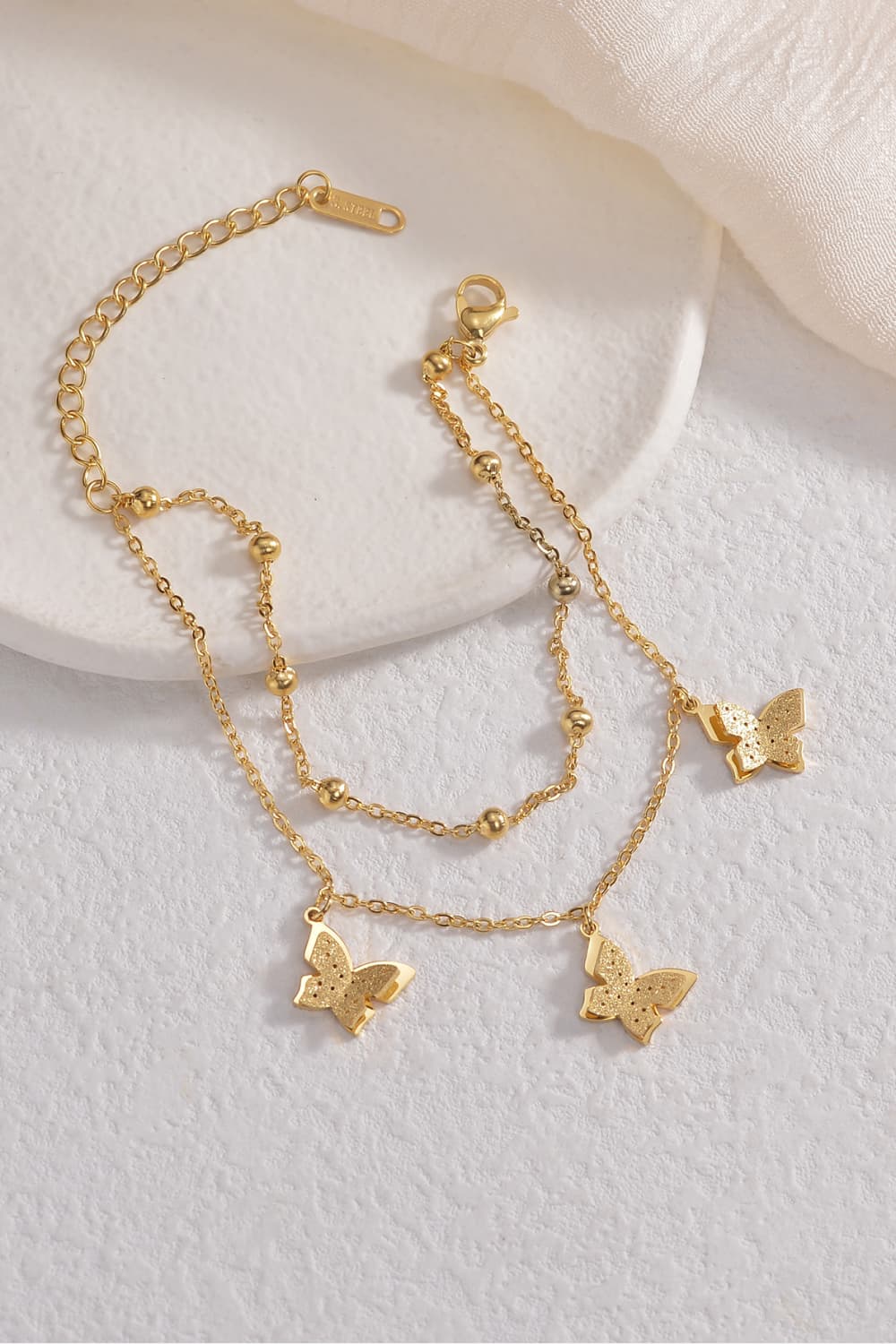 Butterfly Double-Layered Stainless Steel Bracelet  Bracelets- Doll Fits