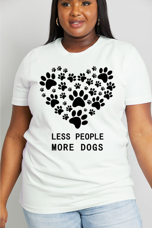 Simply Love Full Size LESS PEOPLE MORE DOGS Heart Graphic Cotton Tee  Shirts & Tops- Doll Fits