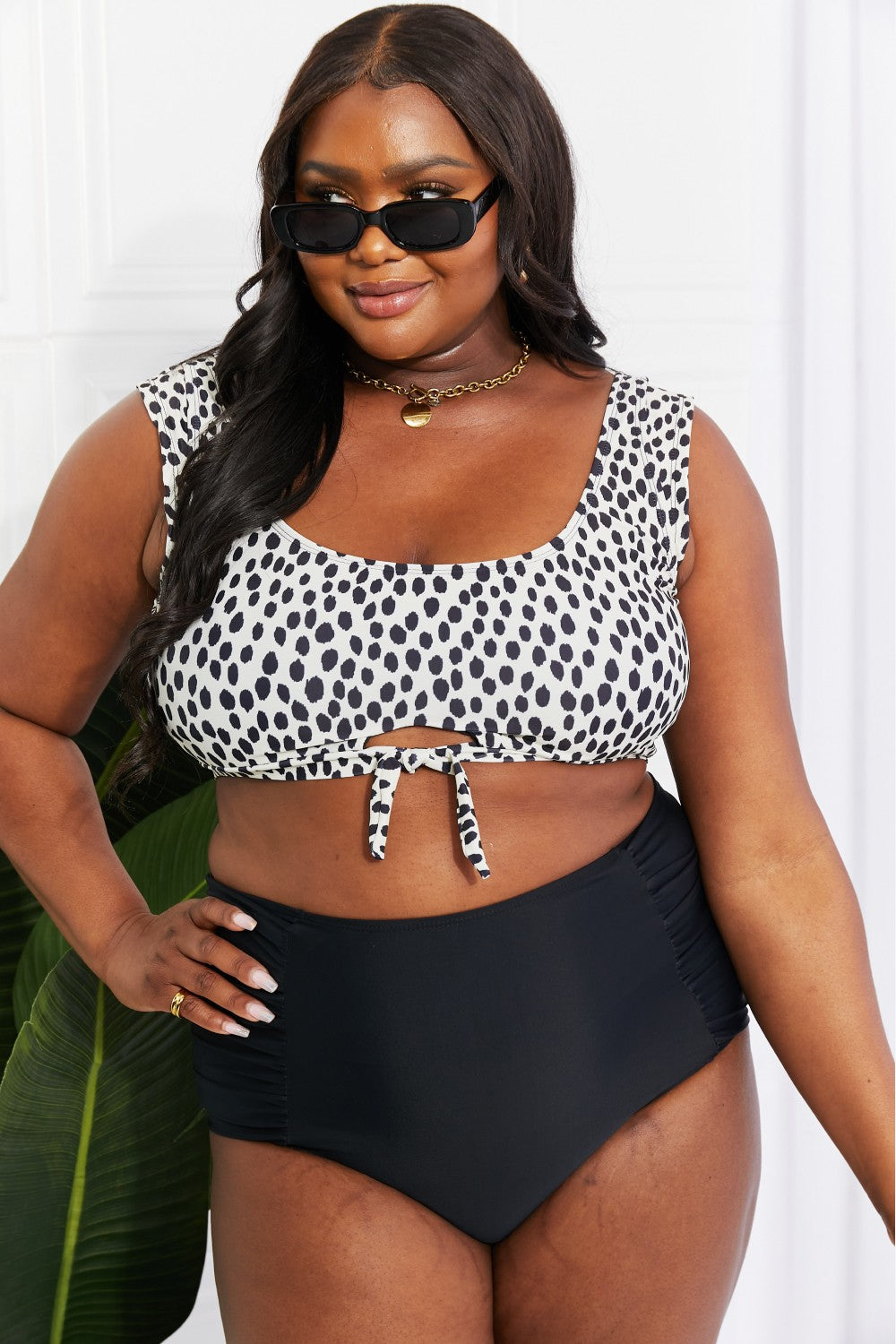 Marina West Swim Sanibel Crop Swim Top and Ruched Bottoms Set in Black  Swimwear- Doll Fits