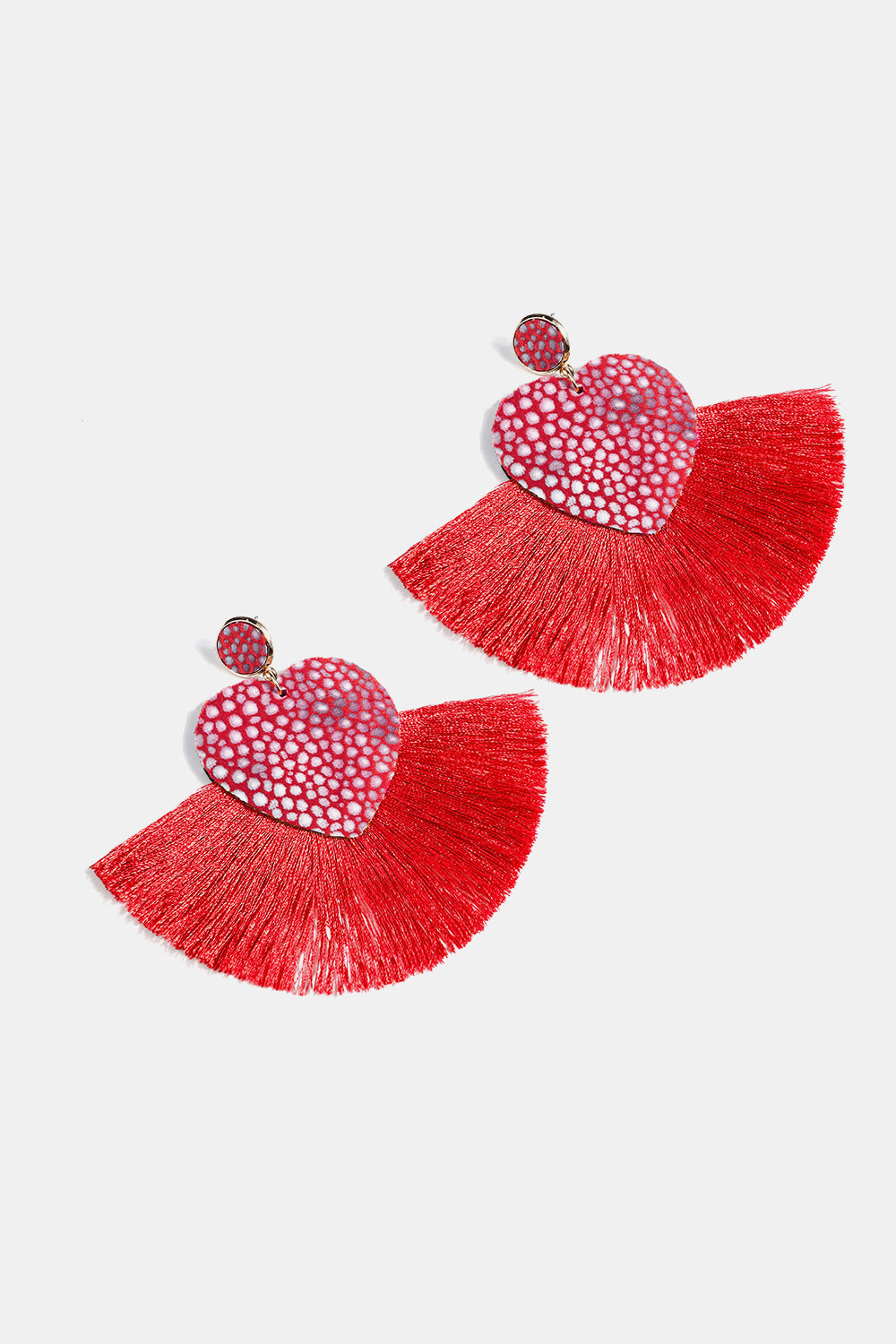 Heart Shape Fringed Dangle Earrings  Earrings- Doll Fits