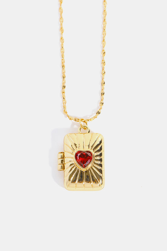Heart Zircon Box Pendant Copper Necklace  Necklaces- Doll Fits