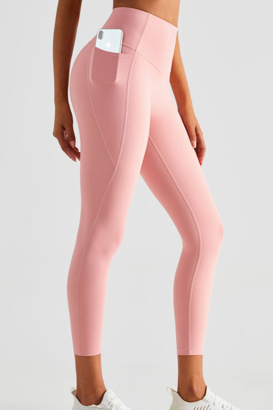 Wide Waistband Sports Leggings with Pockets  - Doll Fits