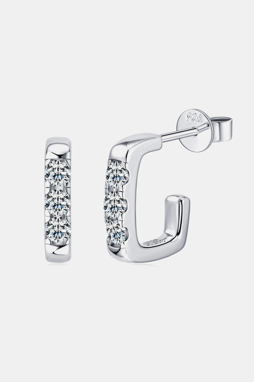 Moissanite 925 Sterling Silver Geometrical Huggie Earrings  Earrings- Doll Fits