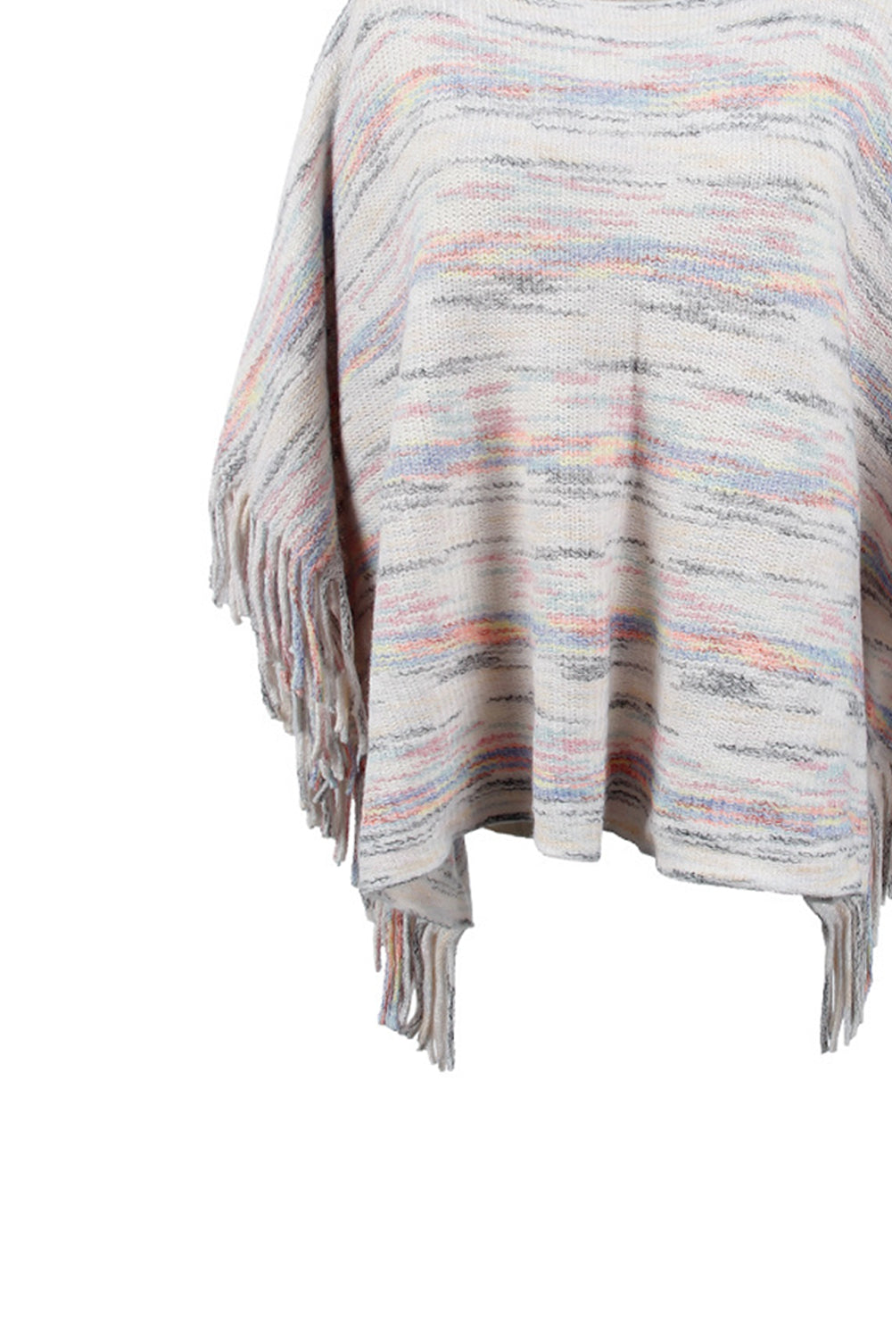 Round Neck Fringe Detail Sleeve Poncho  - Doll Fits