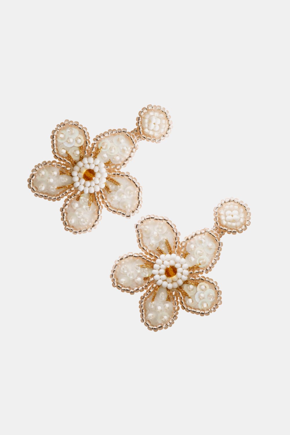 Flower Shape Beaded Dangle Earrings  Earrings- Doll Fits