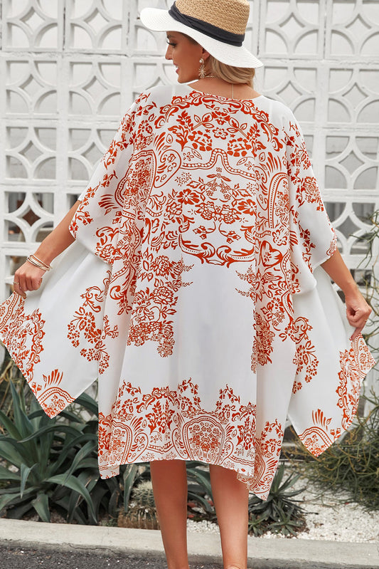 Floral Side Slit Cover Up  Swimwear- Doll Fits