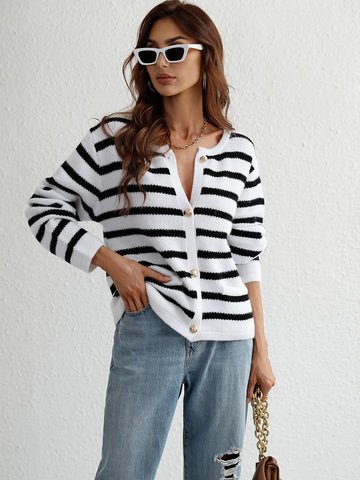 Striped Button Front Cardigan  Coats & Jackets- Doll Fits
