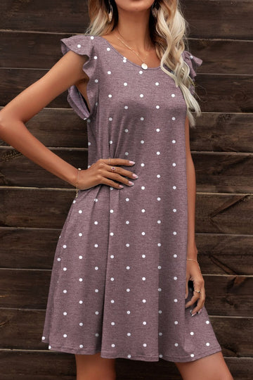 Butterfly Sleeve Round Neck Dress  Dresses- Doll Fits