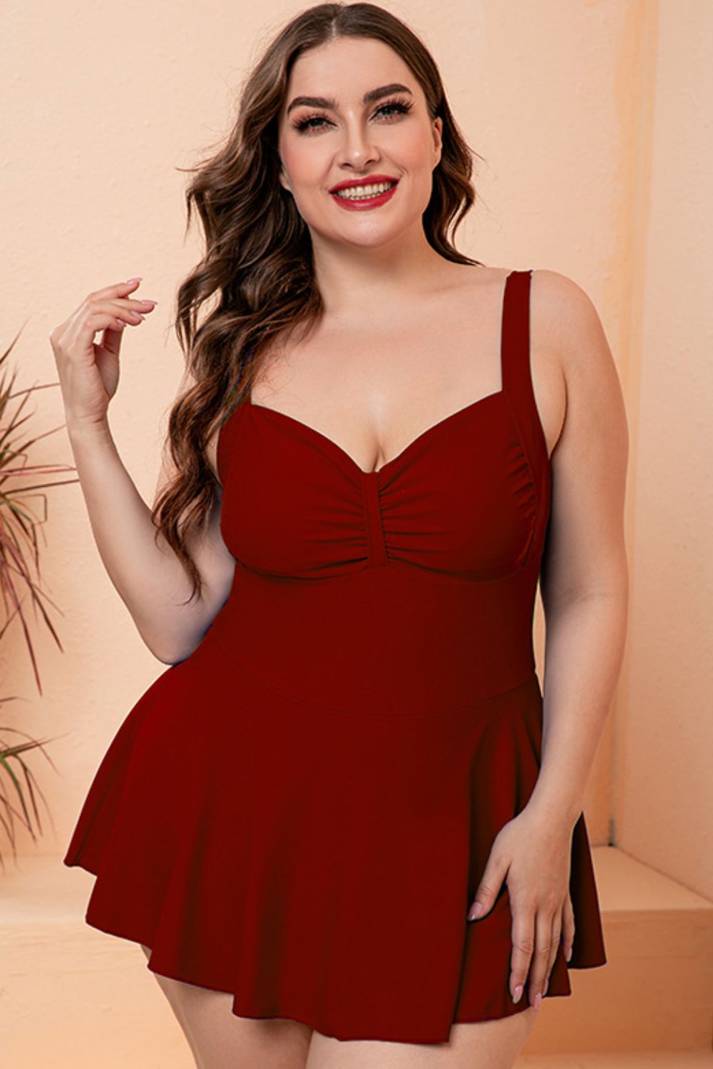 Full Size Gathered Detail Swim Dress  Swimwear- Doll Fits
