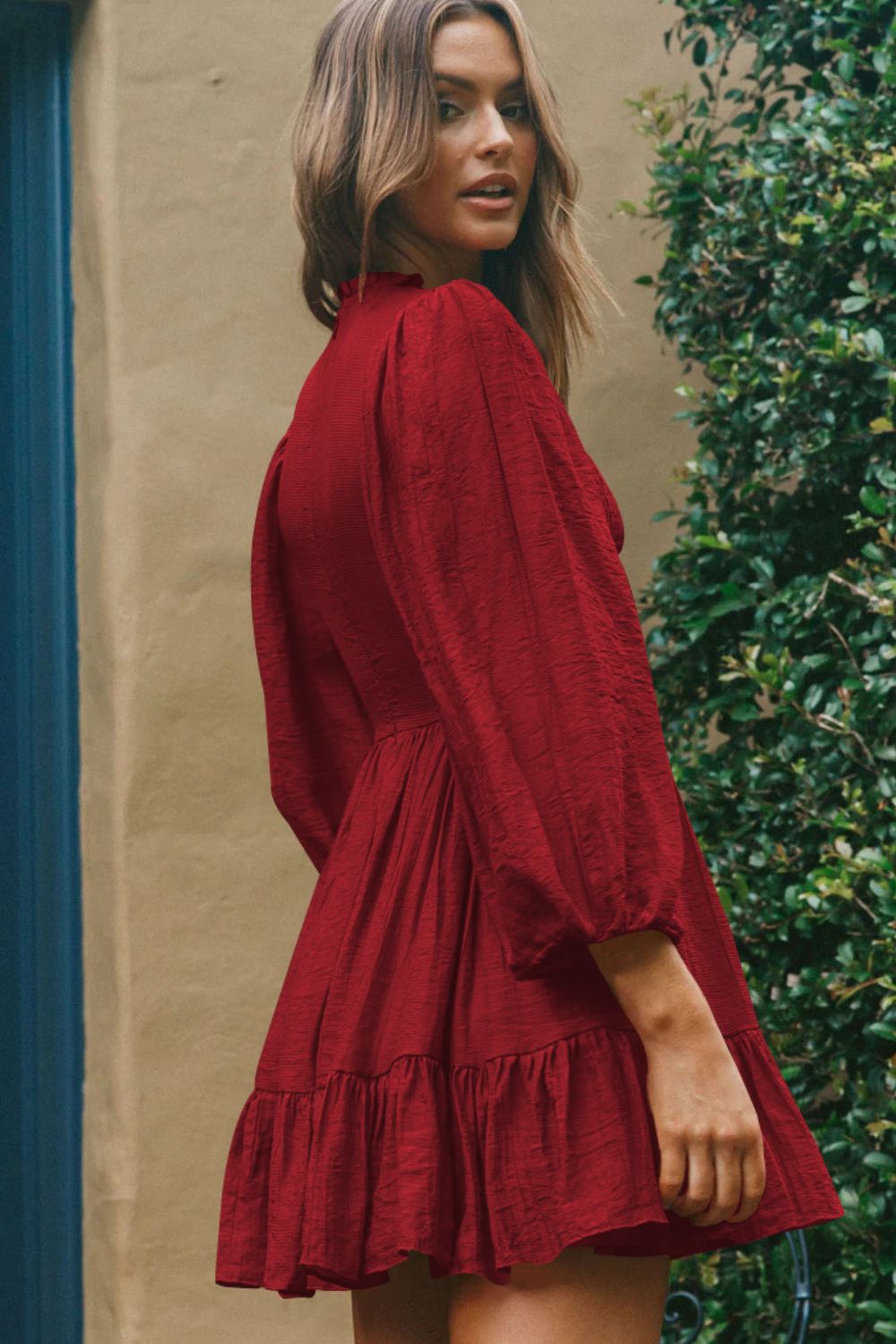 Smocked Balloon Sleeve Ruffle Hem Dress  Dresses- Doll Fits