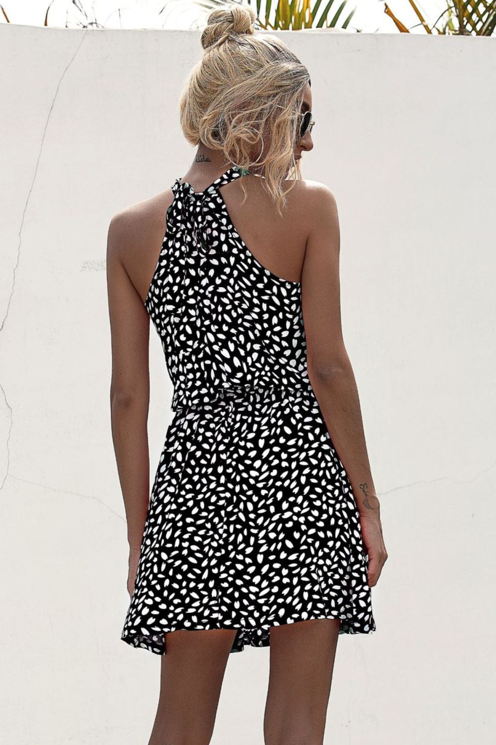 Printed Grecian Neck Mini Dress  Dresses- Doll Fits