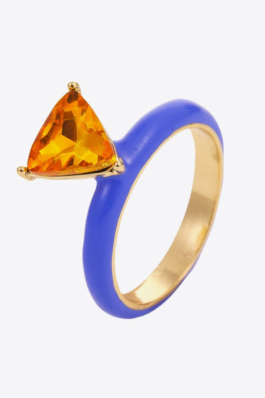 18K Gold Plated Triangle Glass Stone Ring  Rings- Doll Fits