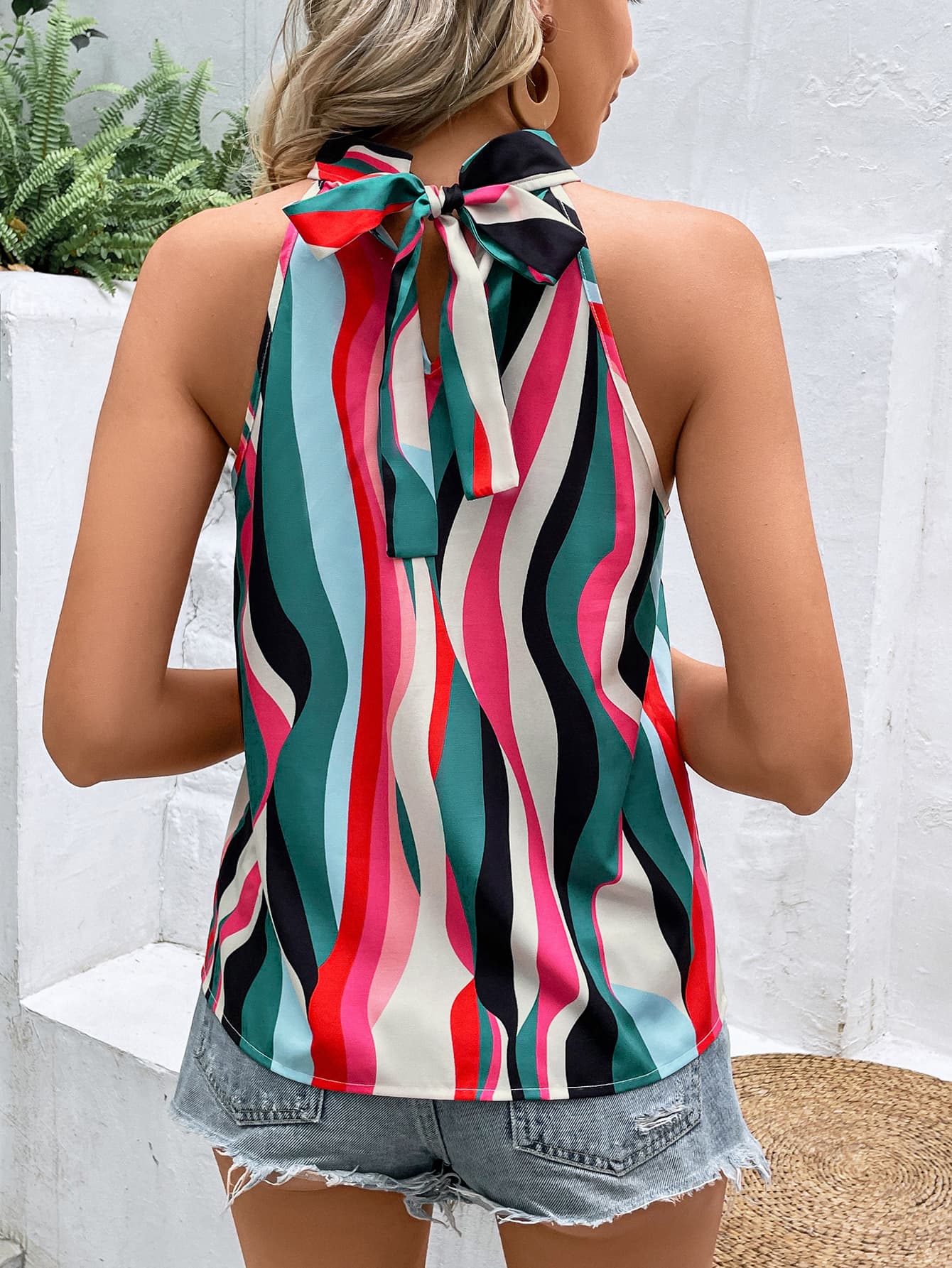Multicolored Grecian Neck Tank  Shirts & Tops- Doll Fits