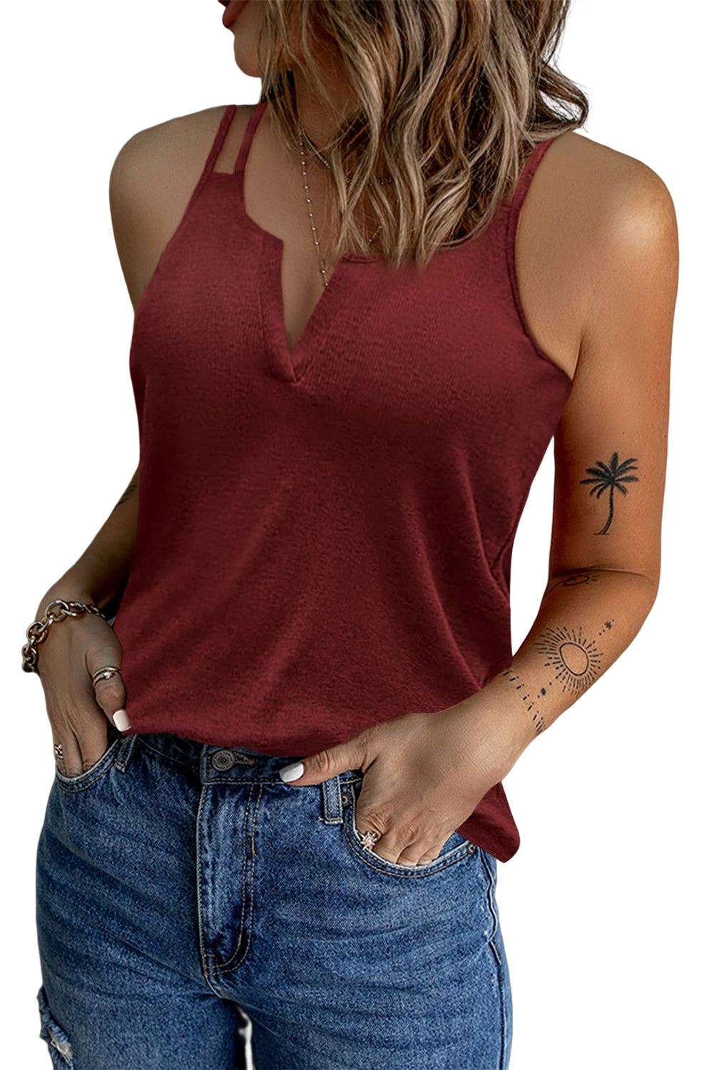 Double-Strap Notched Neck Tank  Shirts & Tops- Doll Fits