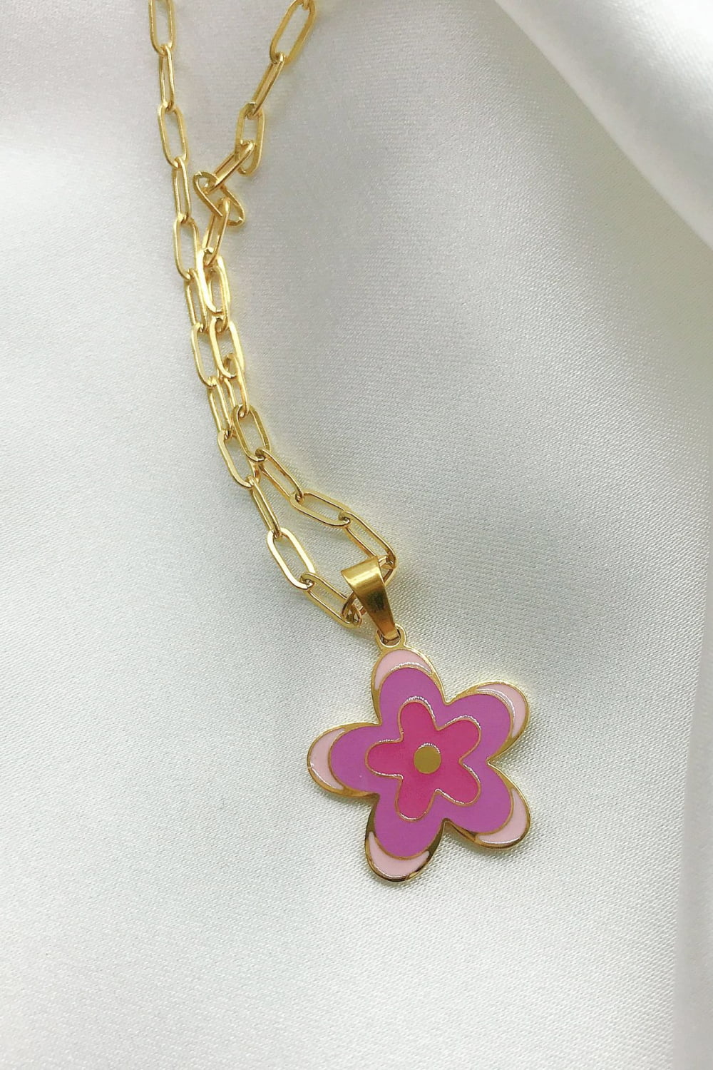 Flower Pendant Stainless Steel Necklace  Necklaces- Doll Fits