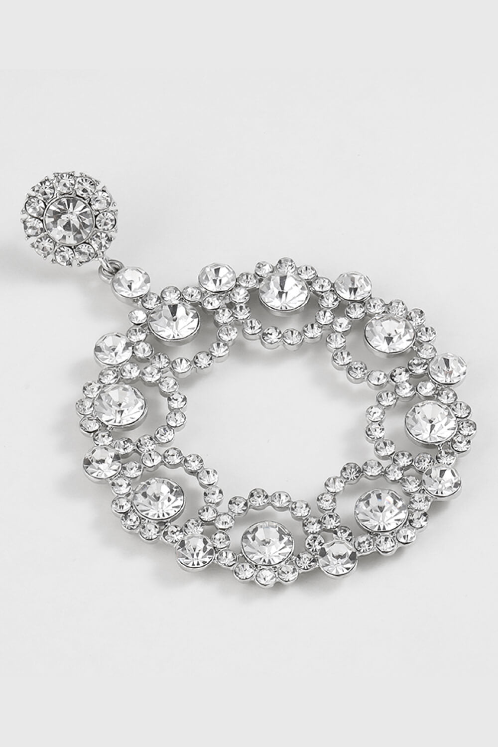 Alloy Rhinestone Round Drop Earrings  Earrings- Doll Fits