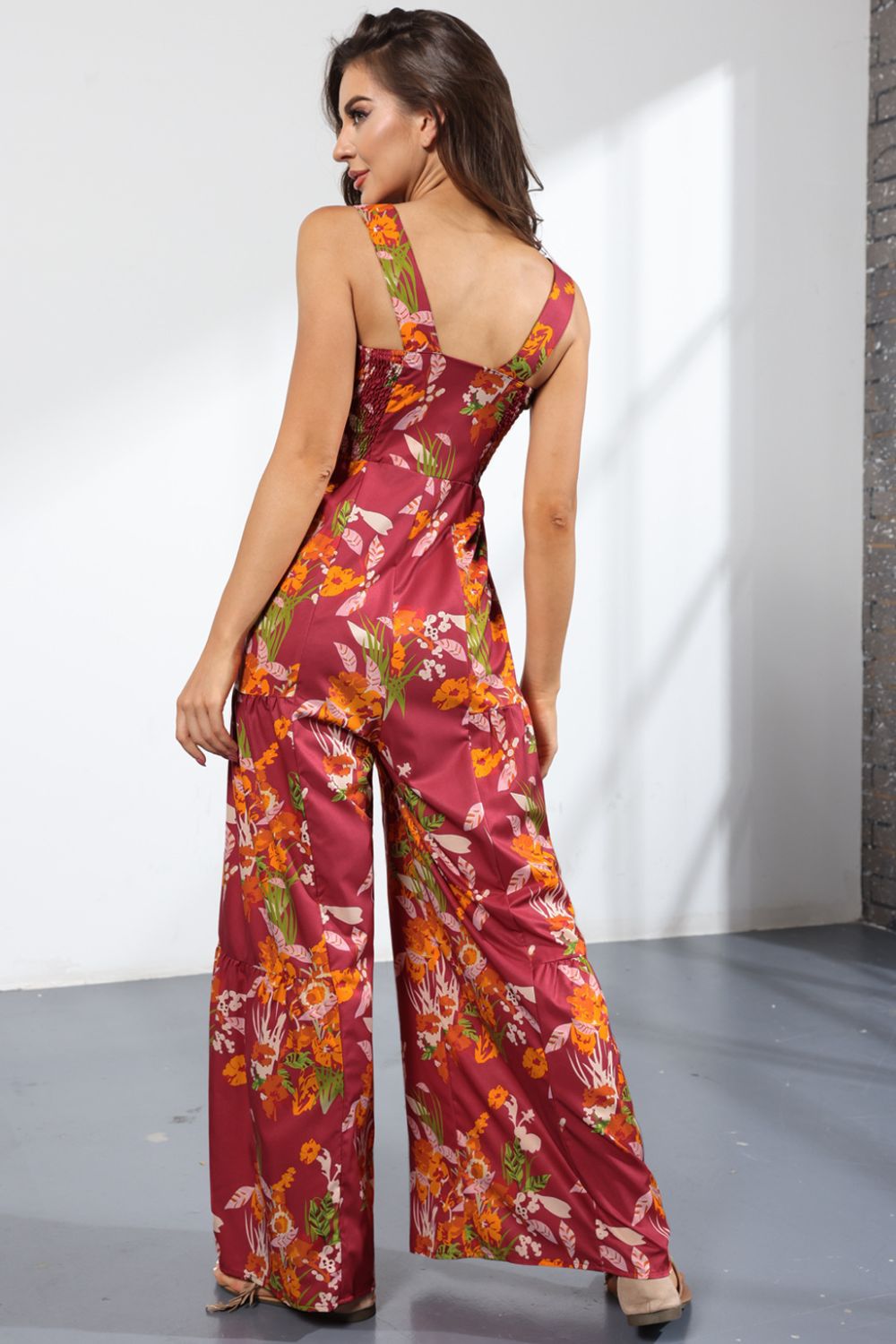 Floral Square Neck Wide Leg Jumpsuit  Jumpsuits & Rompers- Doll Fits