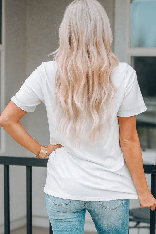 Letter Graphic Round Neck Tee  Shirts & Tops- Doll Fits