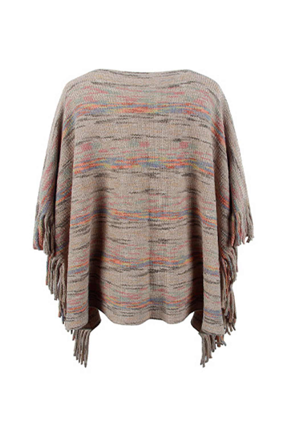 Round Neck Fringe Detail Sleeve Poncho  - Doll Fits
