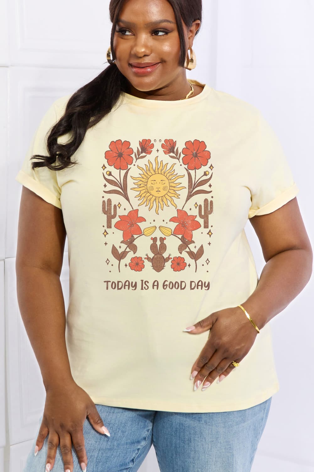 Simply Love Full Size TODAY IS A GOOD DAY Graphic Cotton Tee  - Doll Fits