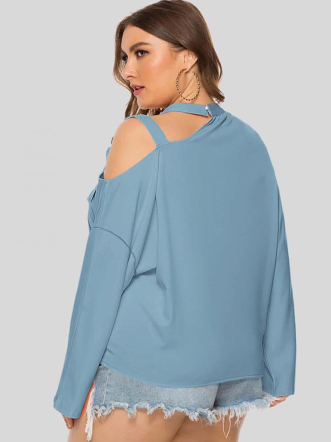 Plus Size Cold-Shoulder Tied Top  Shirts & Tops- Doll Fits
