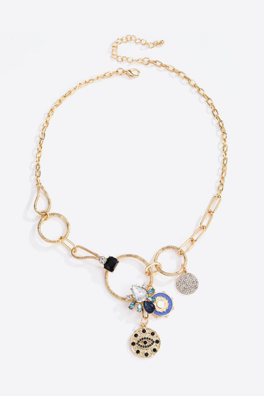 18K Gold-Plated Rhinestone Evil Eye Pendant Necklace  Necklaces- Doll Fits