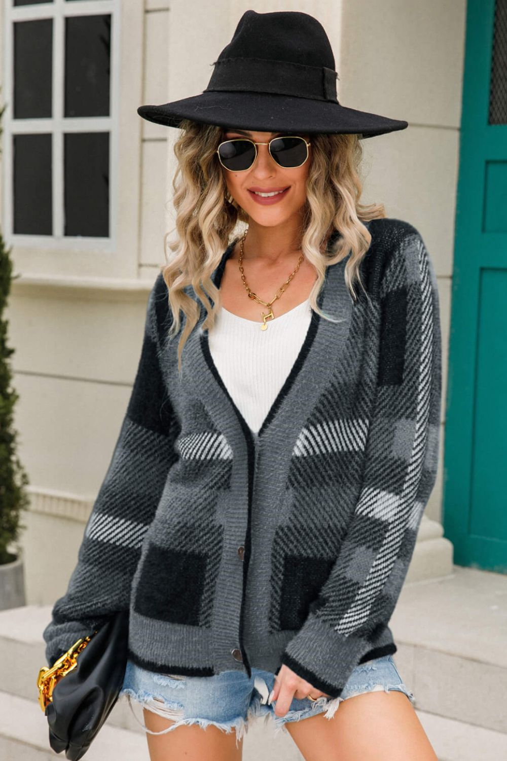 Striped Button-Front Fuzzy Cardigan  Coats & Jackets- Doll Fits