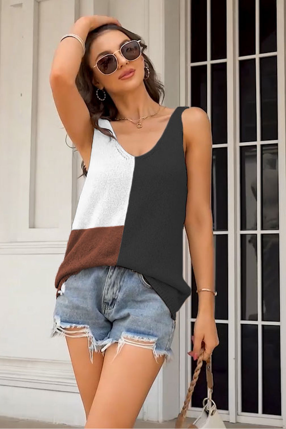 Color Block Knit Tank  Shirts & Tops- Doll Fits