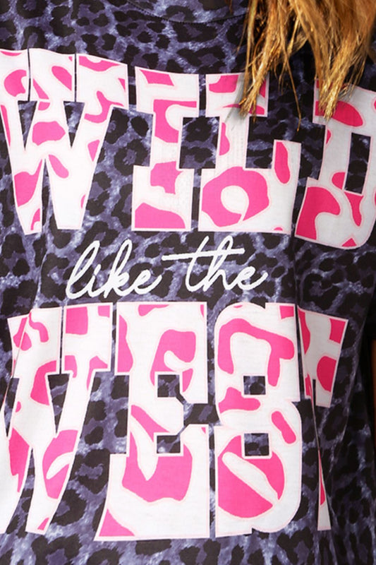 Slogan Graphic Leopard Tee  Shirts & Tops- Doll Fits