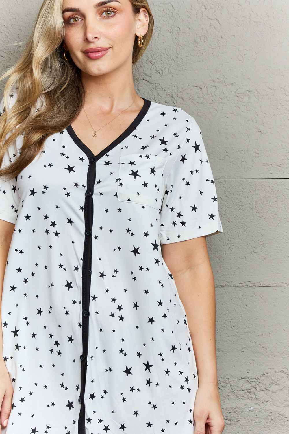 MOON NITE Quilted Quivers Button Down Sleepwear Dress  Dresses- Doll Fits