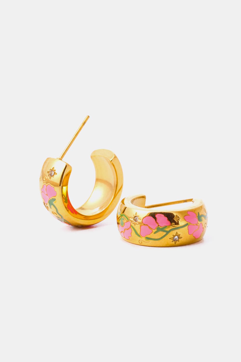 Stainless Steel 18K Gold Plated Ring Shape C-Hoop Earrings  Earrings- Doll Fits