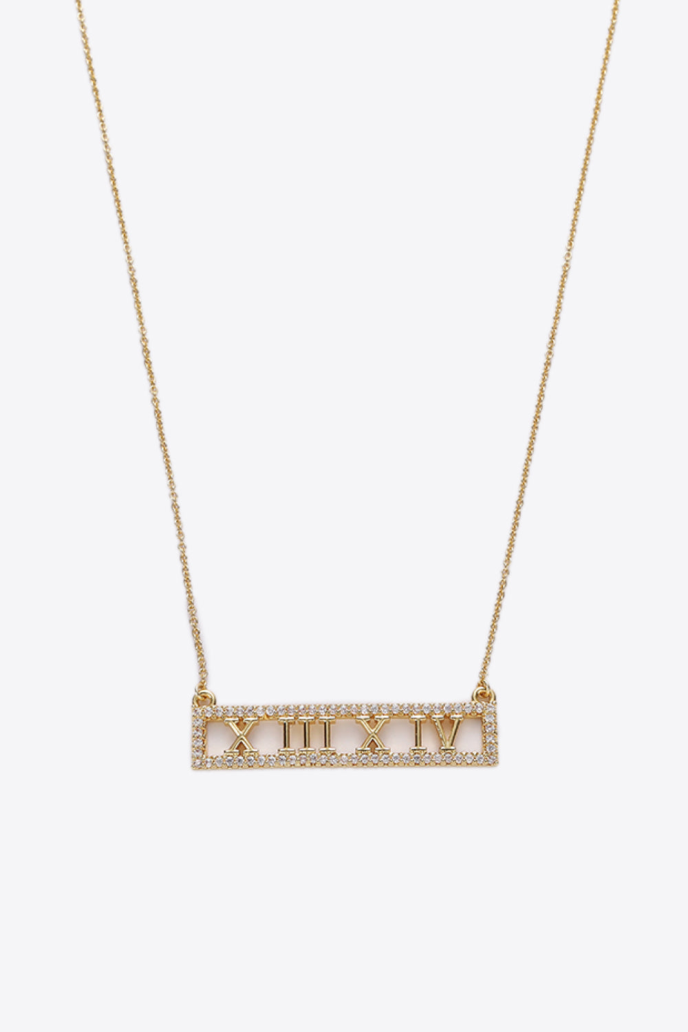 Inlaid Cubic Zirconia Bar Pendant Necklace  Necklaces- Doll Fits