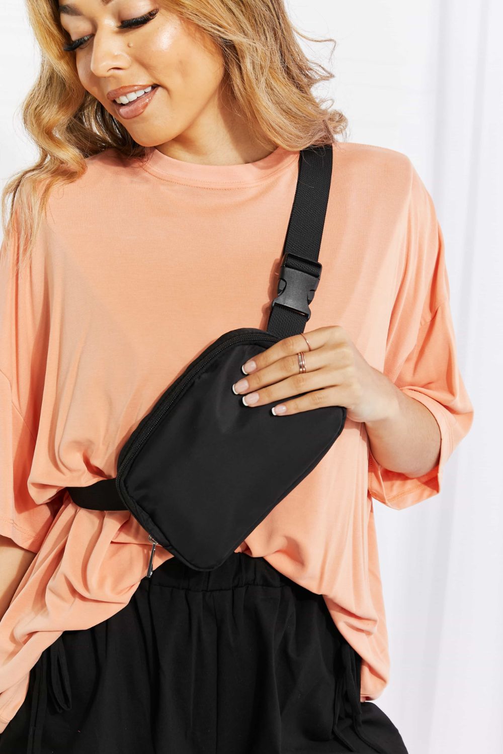 Buckle Zip Closure Fanny Pack  Handbags- Doll Fits