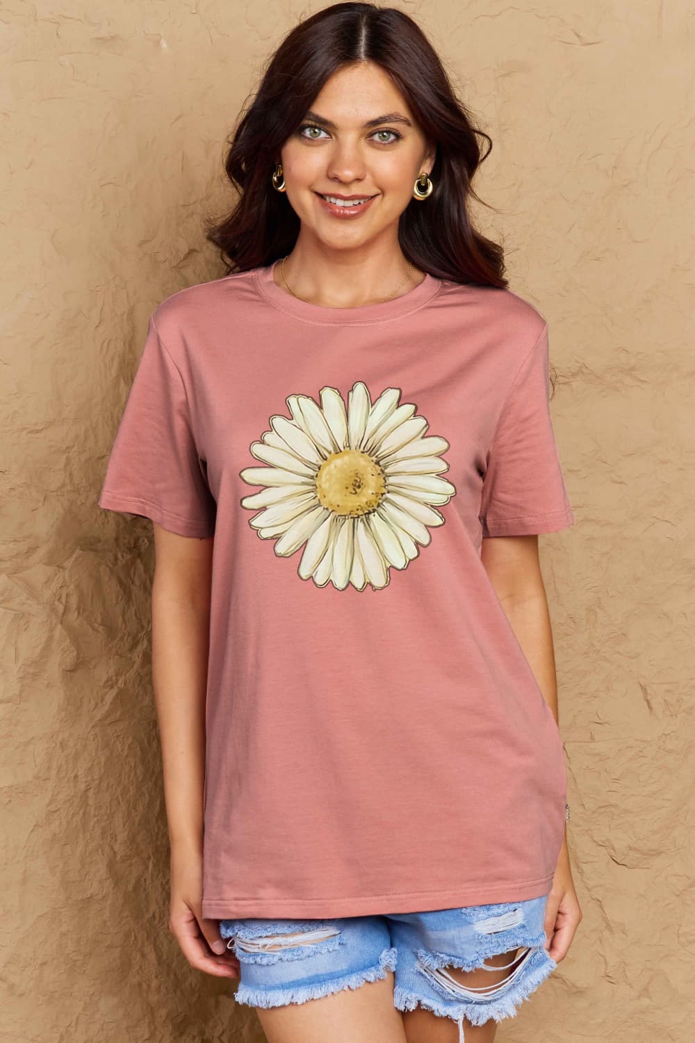 Simply Love Full Size FLOWER Graphic Cotton Tee  - Doll Fits