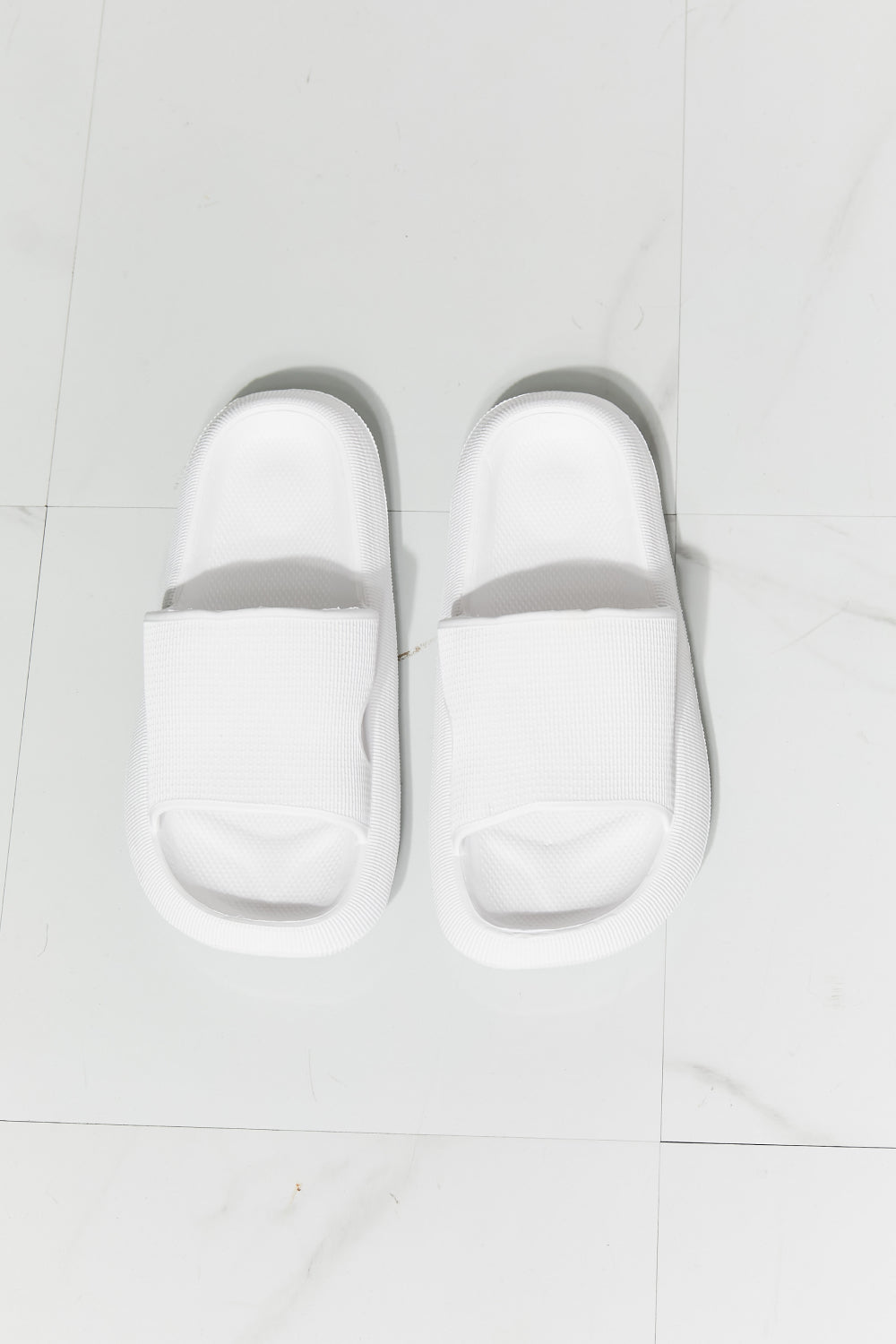 MMShoes Arms Around Me Open Toe Slide in White  Shoes- Doll Fits