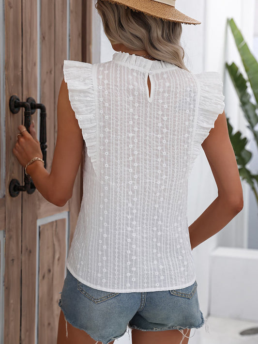 Butterfly Sleeve Frill Neck Blouse  Shirts & Tops- Doll Fits