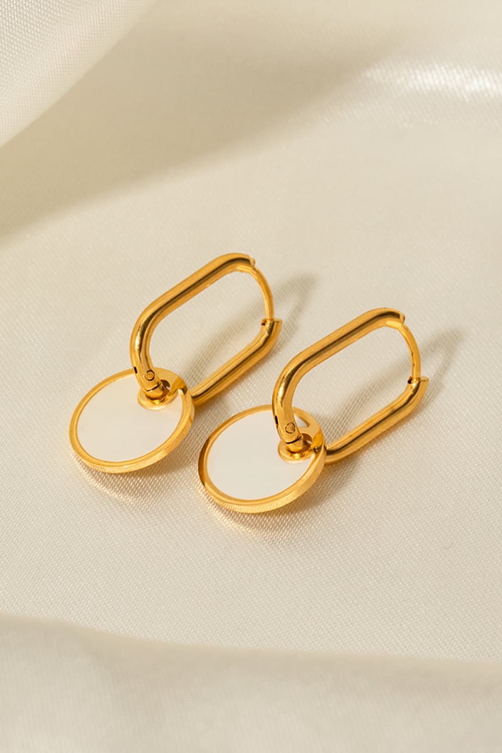 Copper White Mother-Of-Pearl Drop Earrings  Earrings- Doll Fits