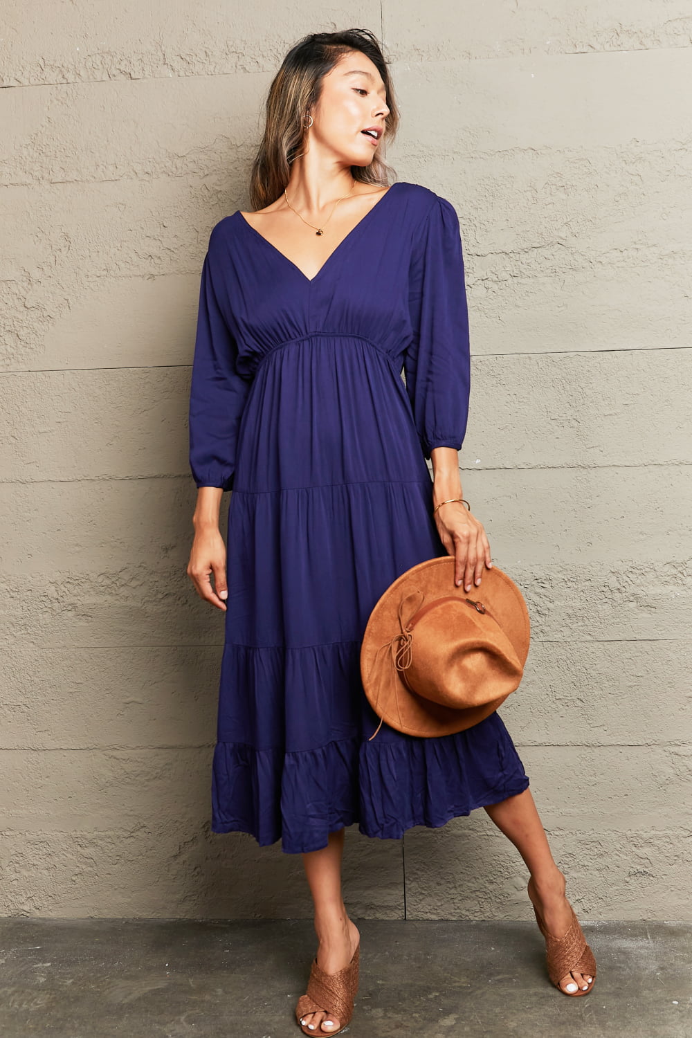 Tied Backless Tiered Midi Dress  Dresses- Doll Fits
