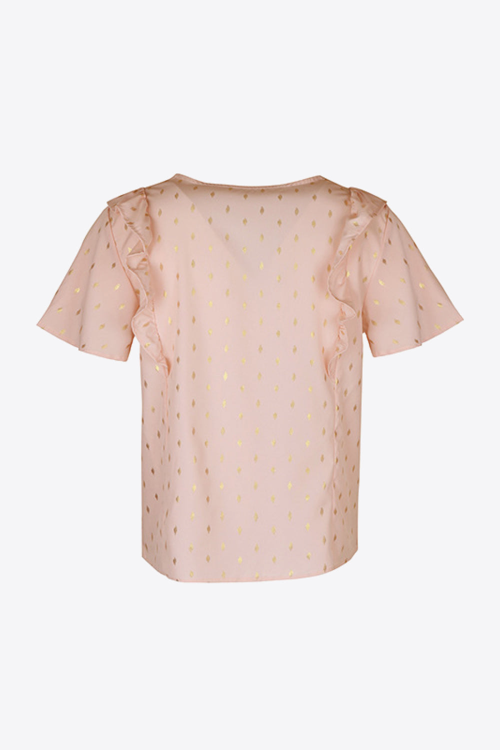 Printed Ruffle Trim Pleated Detail Blouse  Shirts & Tops- Doll Fits