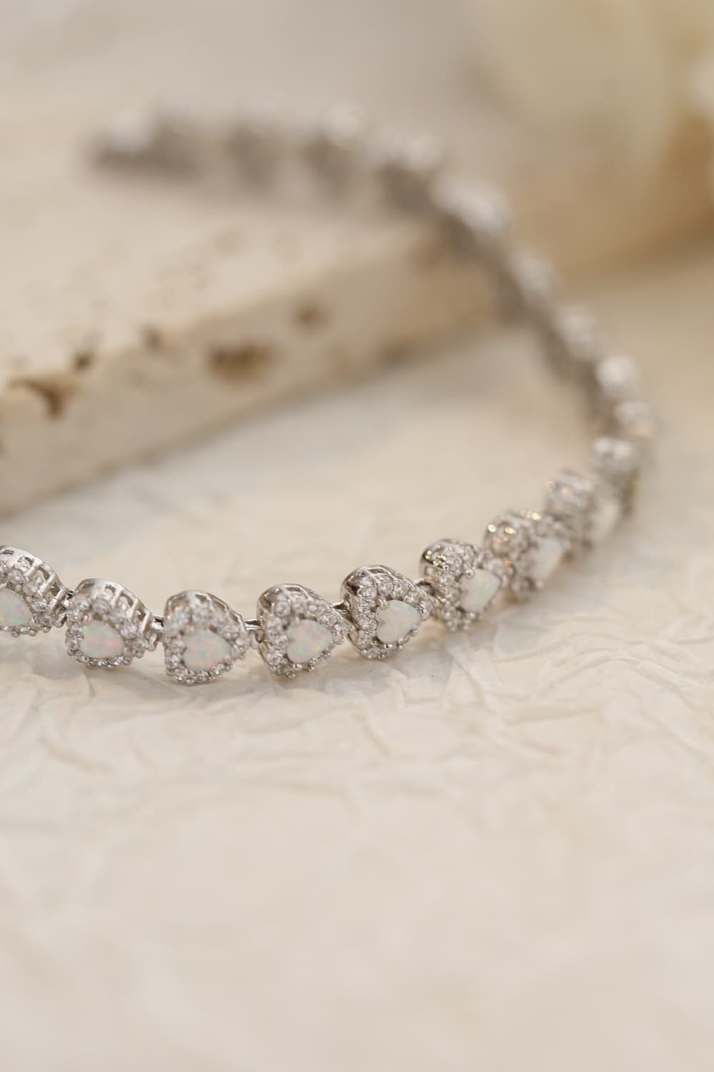 925 Sterling Silver Opal Heart Bracelet  Bracelets- Doll Fits