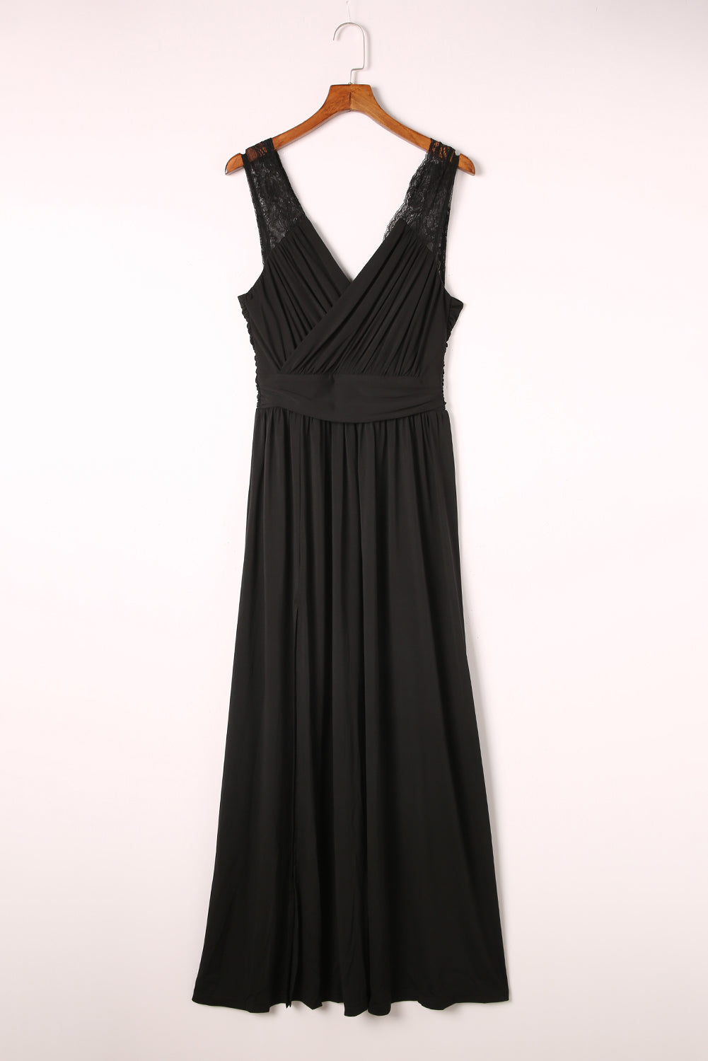 Surplice Neck Spliced Lace Split Maxi Dress  Dresses- Doll Fits