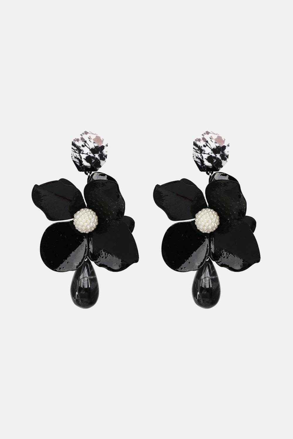 Bloosom Flower and Teardrop Resin Dangle Earrings  Earrings- Doll Fits