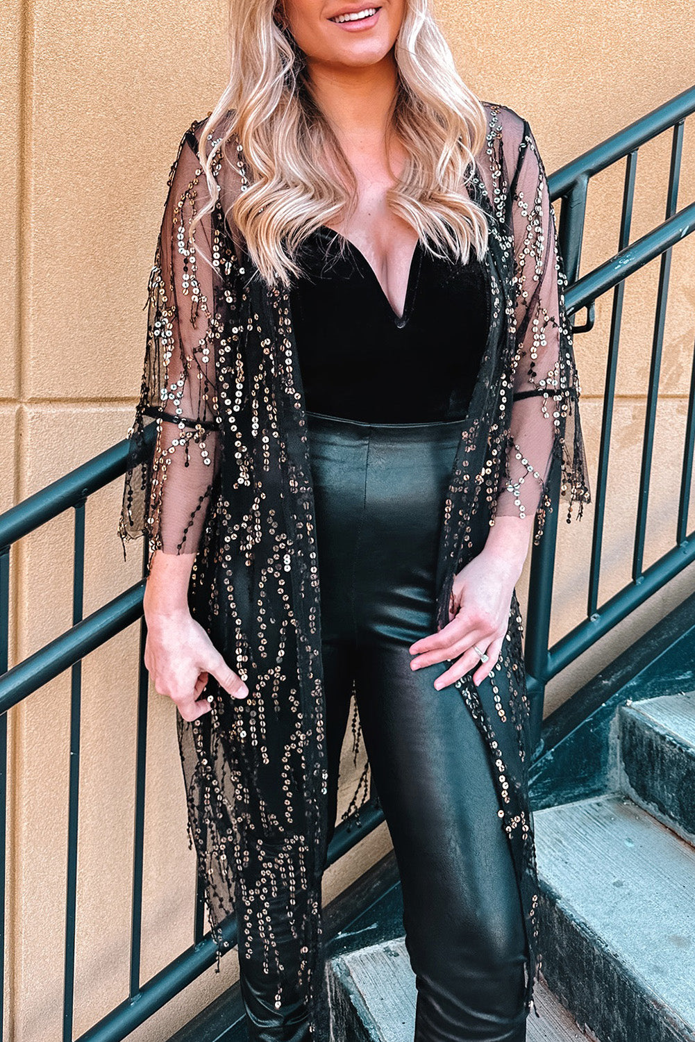 Sequin Open Front Sheer Cardigan  Coats & Jackets- Doll Fits