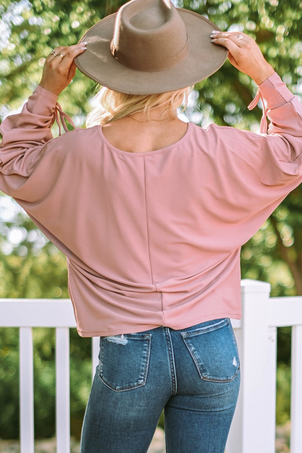 Ribbed Drawstring Dolman Sleeve Top  Shirts & Tops- Doll Fits