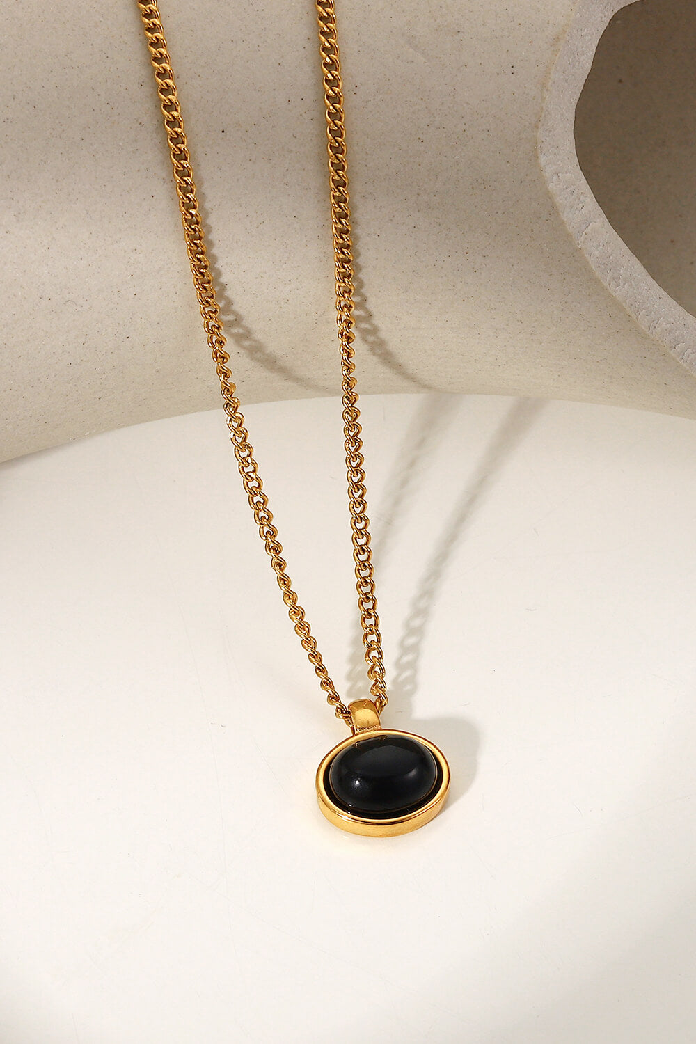Natural Stone Geometric Pendant Necklace  Necklaces- Doll Fits