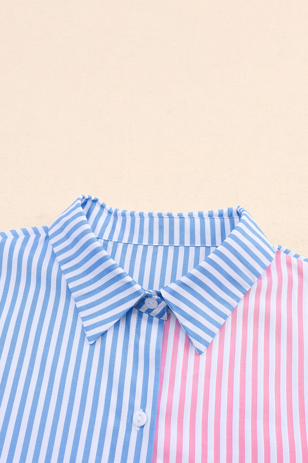Striped Two-Tone Long Sleeve Shirt with Pocket  - Doll Fits