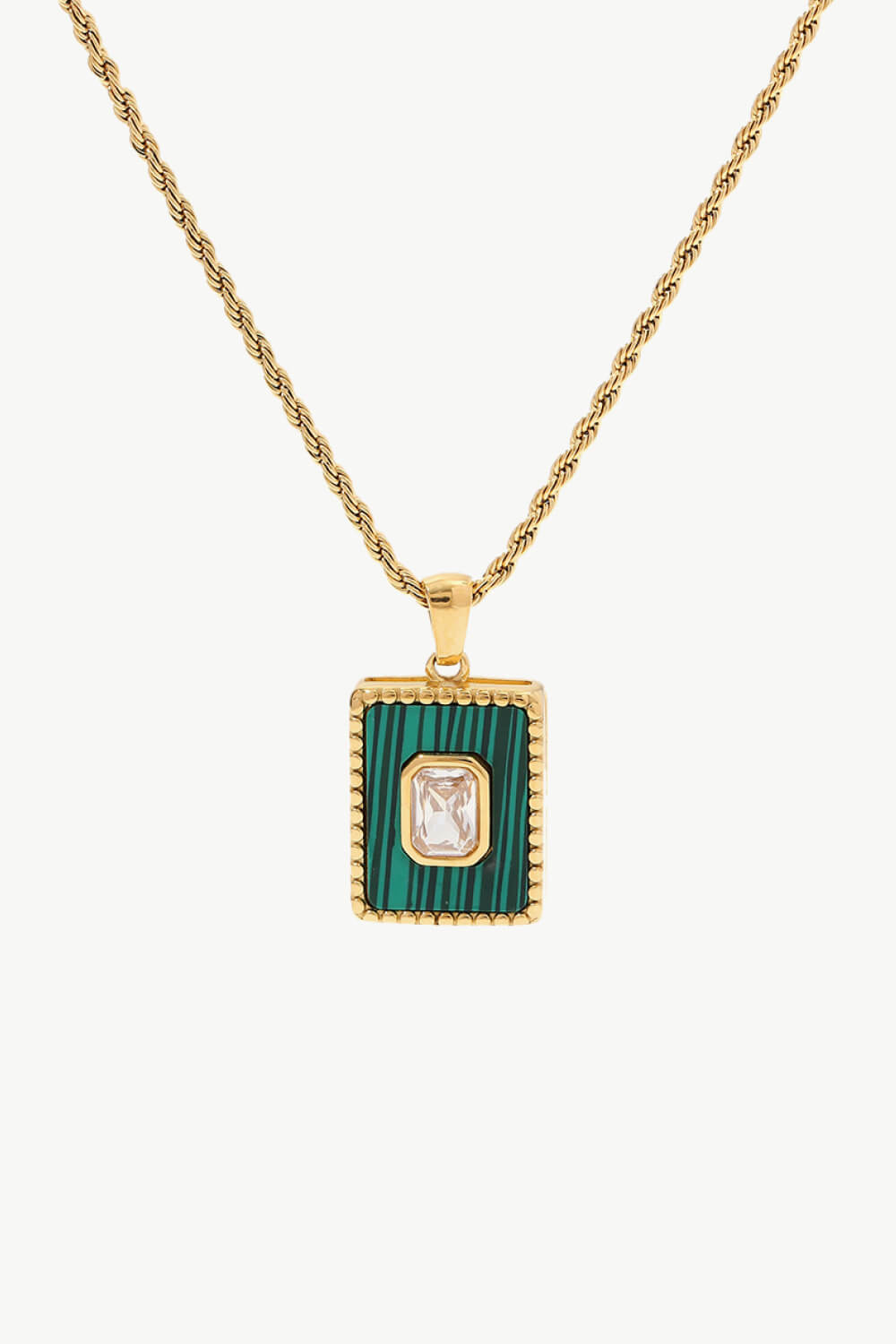 Square Pendant Twisted Chain Necklace  Necklaces- Doll Fits